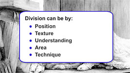 A list of the main division types in a pencil drawing