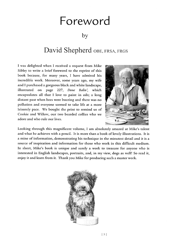 David Shepherd foreword to Drawing From Line To Life by Mike Sibley