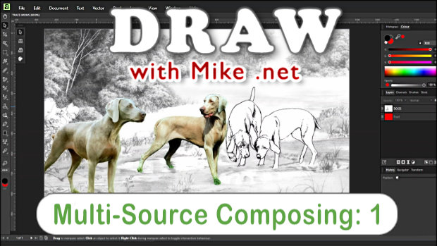 Using Affinity to compose drawings and other artwork using multiple image sources