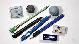 The different eraser types used in pencil drawings