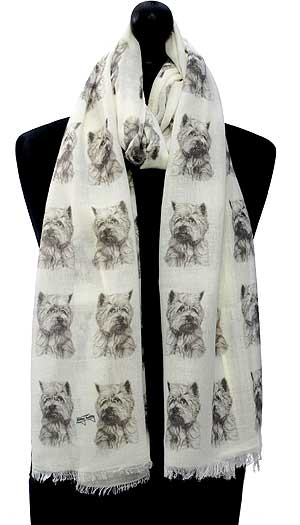 scarf with Border Terrier dog on womens fashion printed shawl wrap mike sibley 