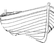 Rough graphite pencil sketch of boat