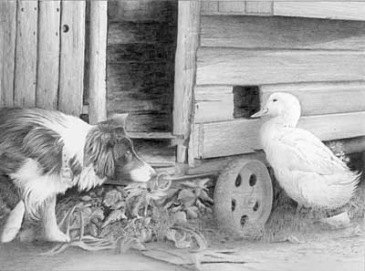 June's Dog and Duck graphite pencil drawing