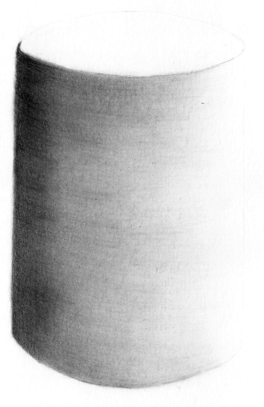 Pencil drawing of a shaded and blended cylinder