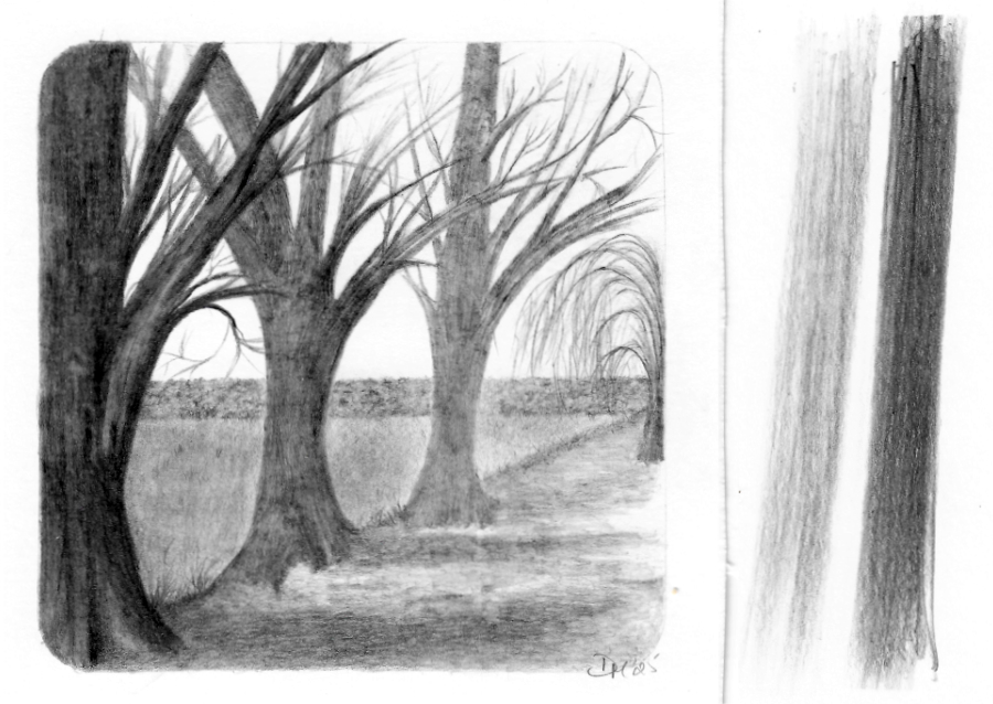 Using a kneadable eraser or Blu-Tack to create recession in a pencil shading