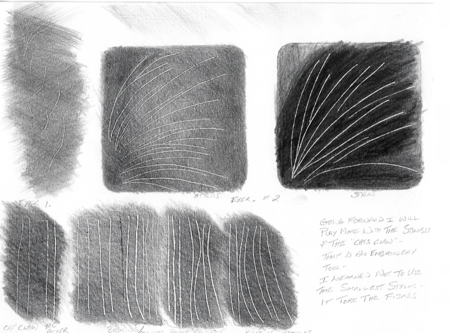 Indenting white lines in paper for pencil drawing