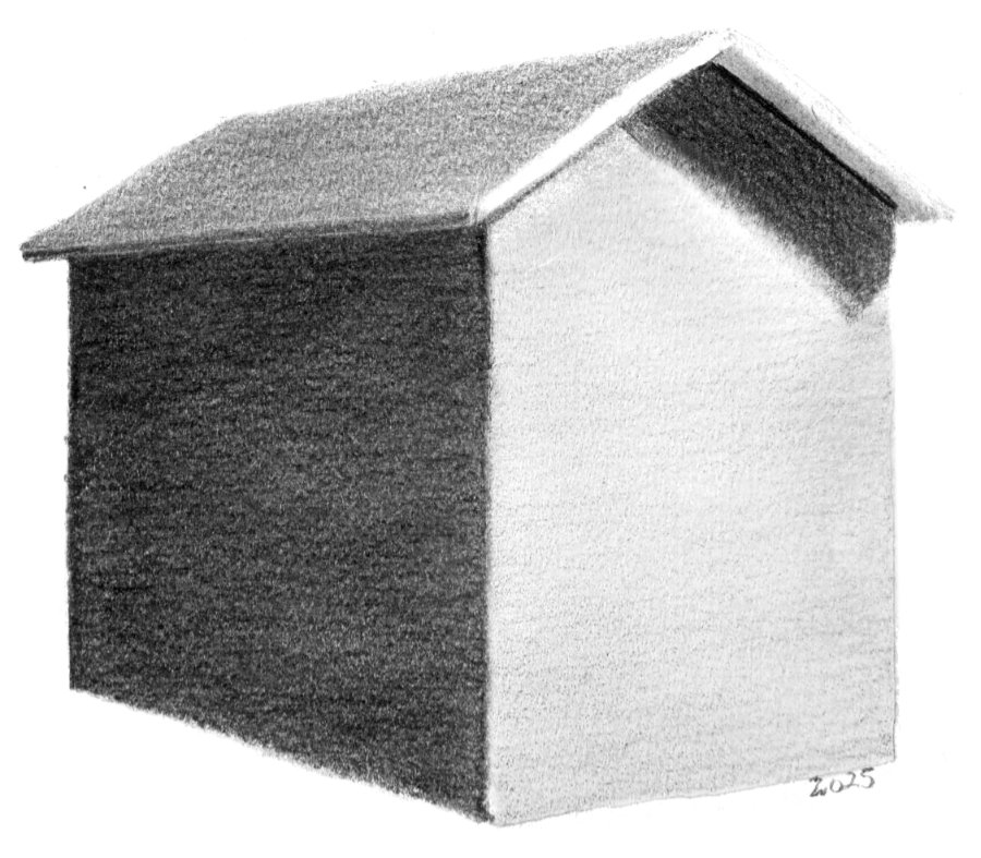 Pencil drawing of a house model