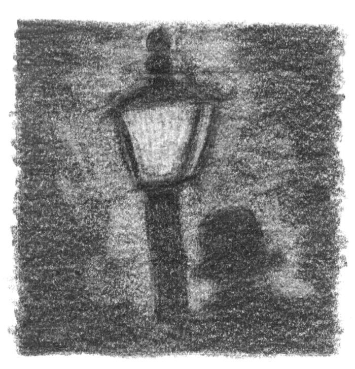 Creating an imaginary scene by erasing shapes in pencil shading