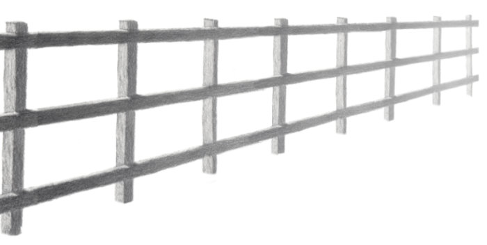 Longer drawing of a fence receeding